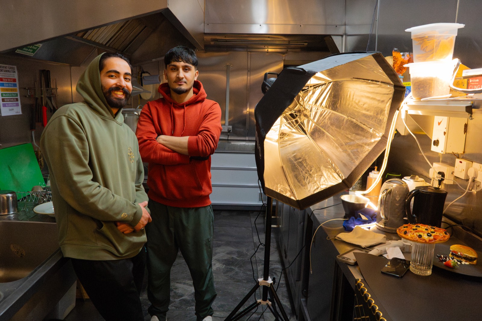 VANTA's lighting setup in the kitchen during a Qaiso shoot